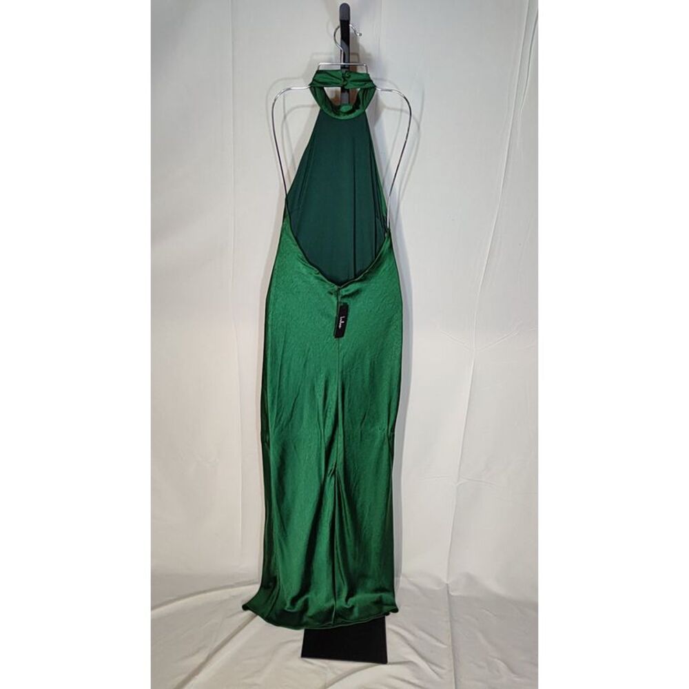 Lulu's Emerald Green One-Shoulder Satin Gown - Picture 3 of 3